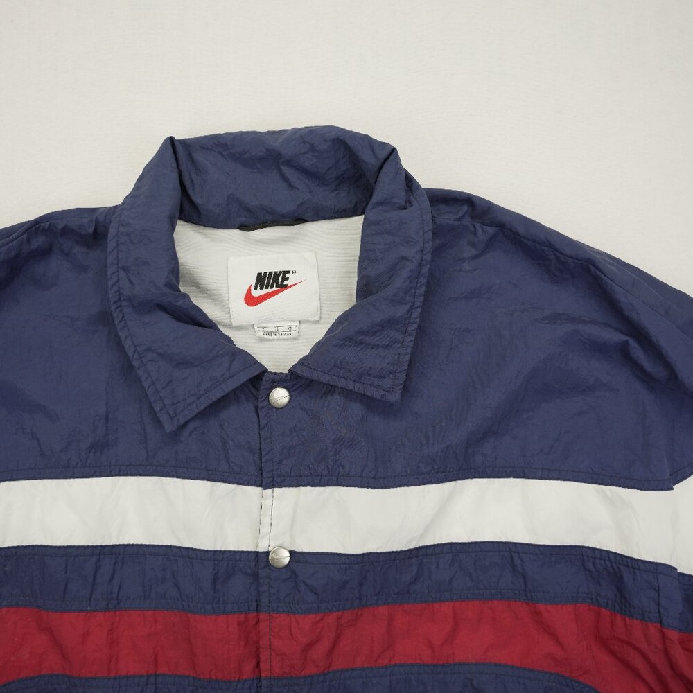 Vintage 90s Nike Windbreaker‎ Button XL Red/ White/ Navy